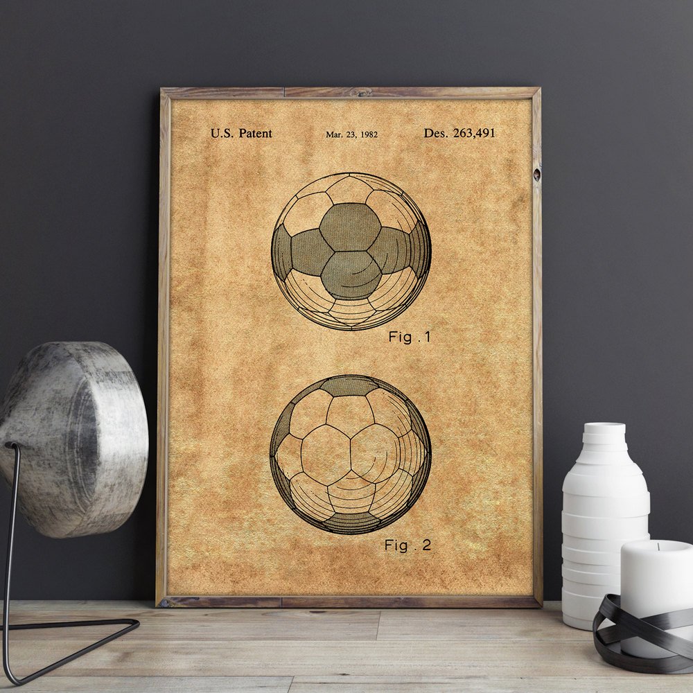 Soccer Ball Wall Artwork Posters Room Decorvintage Printblueprint Idea Sports Decorations - 4