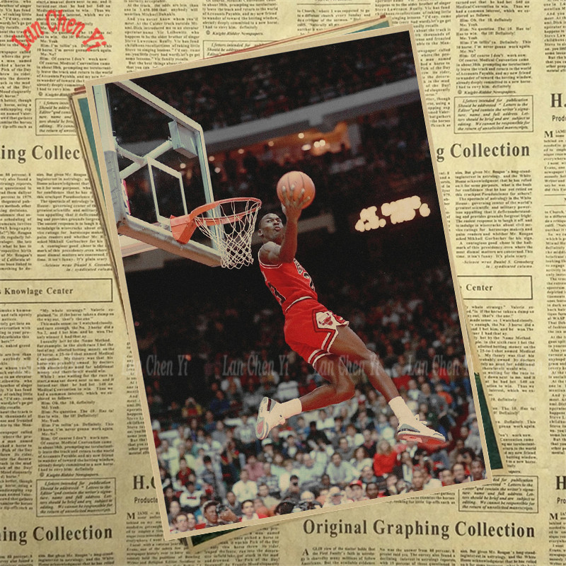 Vintage Nba Basketball Star Classic Michael Jordan Poster High Interior Decoration Wallpaper - 3