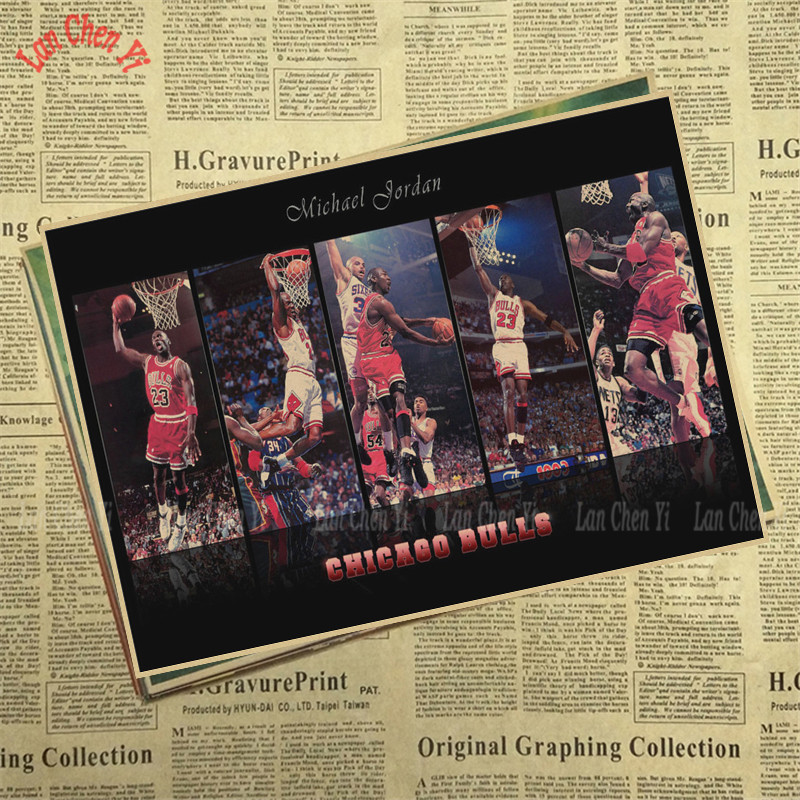Vintage Nba Basketball Star Classic Michael Jordan Poster High Interior Decoration Wallpaper - 4
