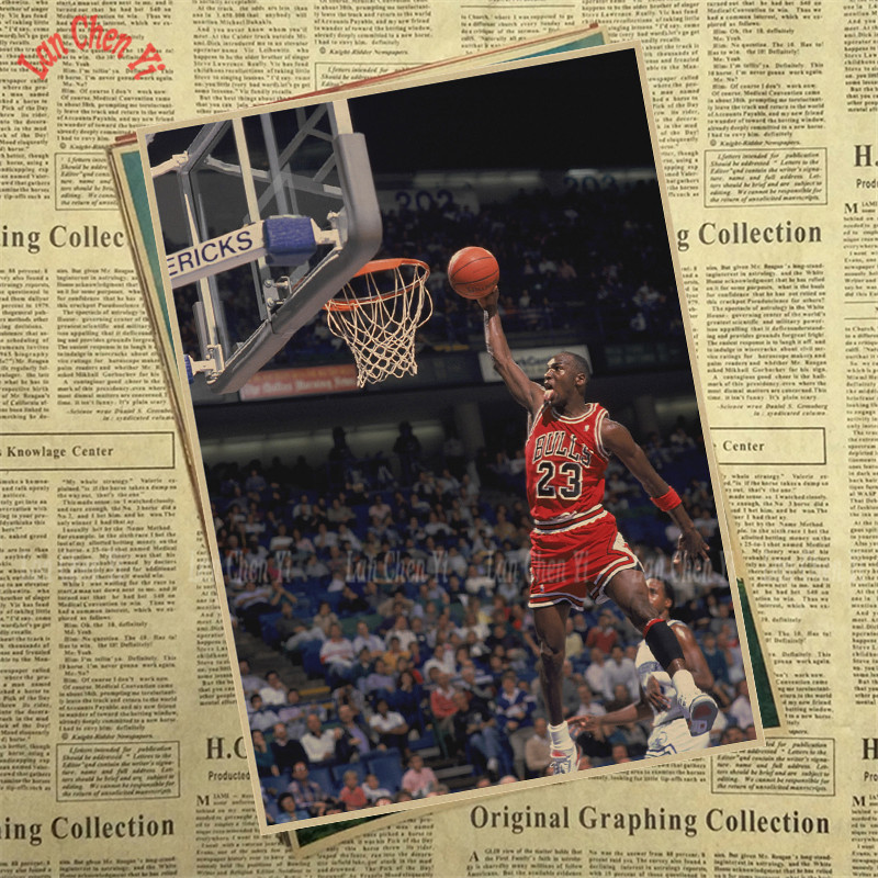 Vintage Nba Basketball Star Classic Michael Jordan Poster High Interior Decoration Wallpaper - 5