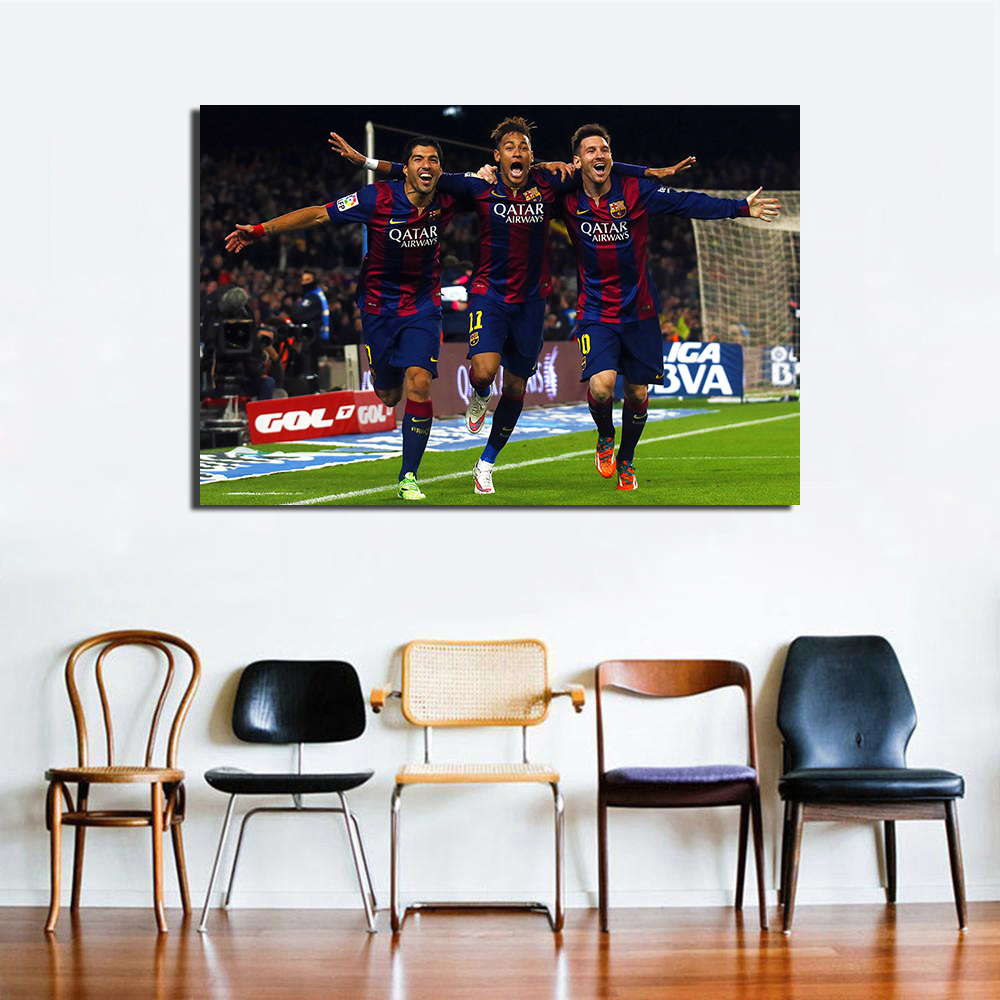 Unframed Canvas Wall Art Print Of Messi Suarez Neymar Home Living Room Football Poster Painting - 1