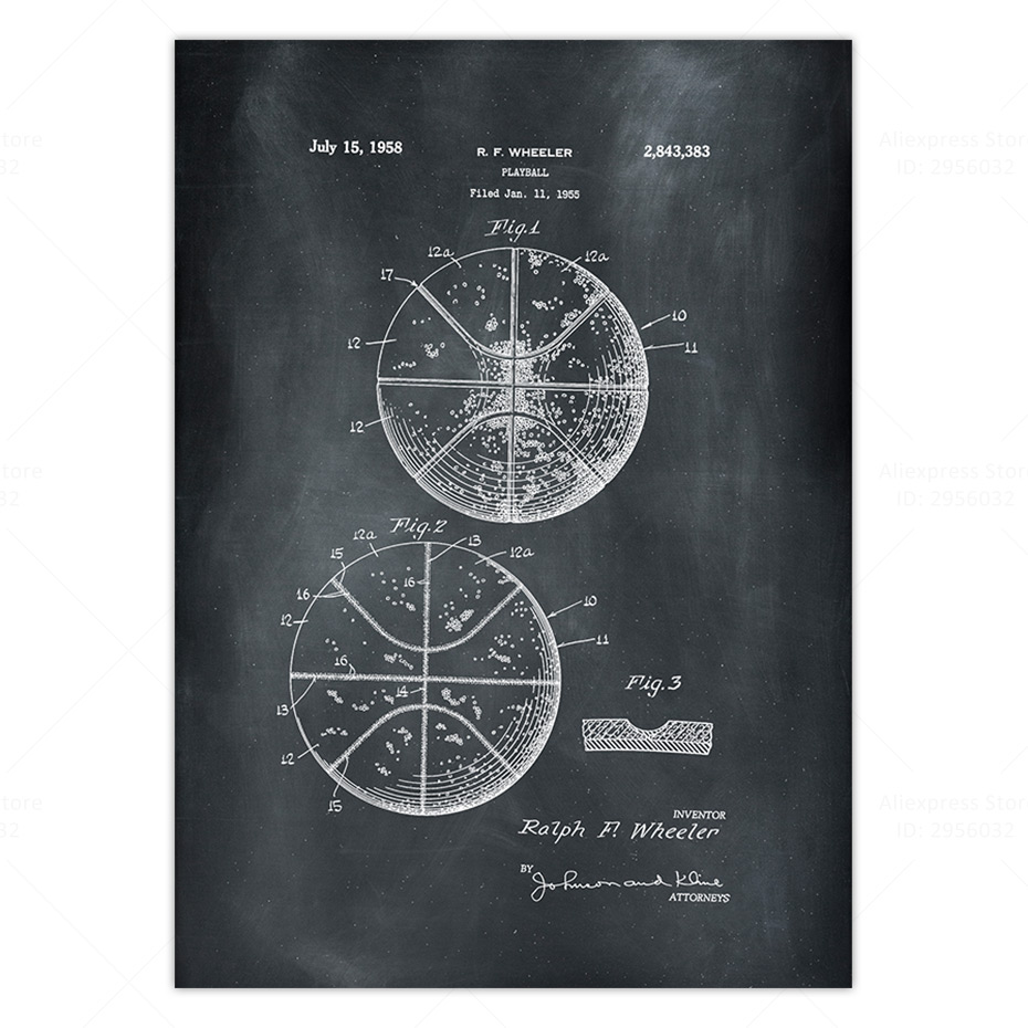 Basketball Idea Poster Print Blueprint Vintage Patent Canvas Wall Art Home Decoration Retro Picture - 3