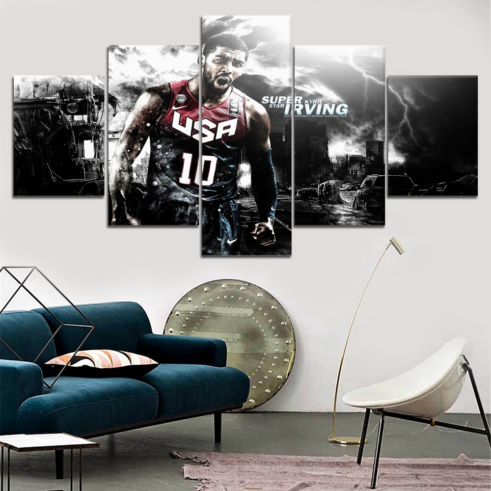 Kyrie Irving Basketball Player Painting 4 Piece Modular Style Picture Modern Canvas Print Type Home Wall Artwork Poster - 3