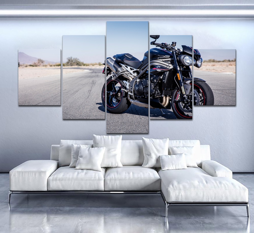 Modern Home Wall 5 Piece Modular Motorcycle Painting Canvas Print Type Triumph Speed Triple 1050 Rs Poster - 3