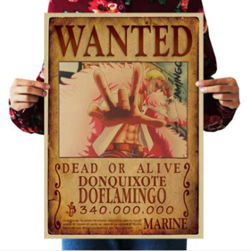 Anime One Piece Vintage Wall Stickers Luffy Chopper Wanted Posters 515x36cm Home Decor - 7