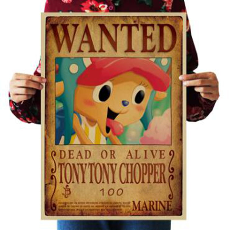 Anime One Piece Vintage Wall Stickers Luffy Chopper Wanted Posters 515x36cm Home Decor - 21