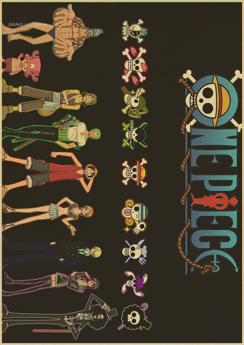 Home Wall Stickers Vintage Paper Retro Anime Poster - Luffy Wanted One Piece - 2