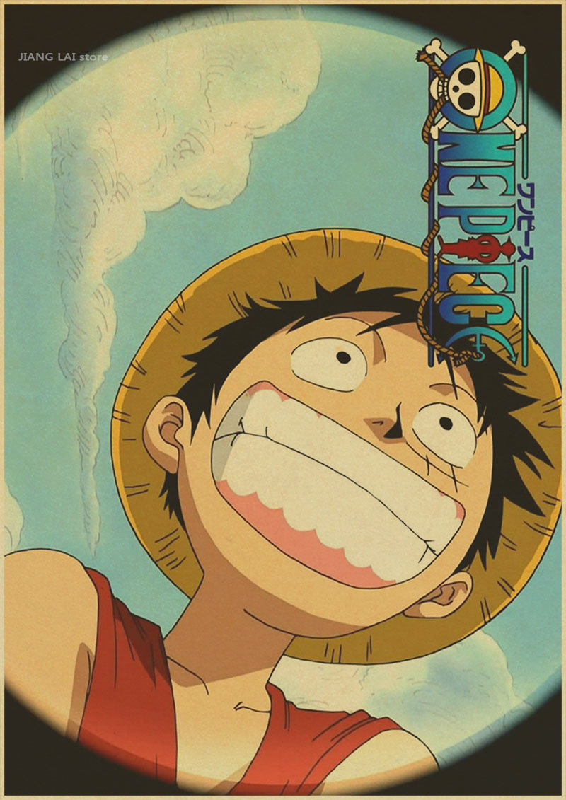 Home Wall Stickers Vintage Paper Retro Anime Poster - Luffy Wanted One Piece - 3
