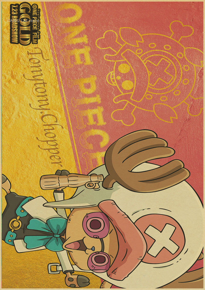 Home Wall Stickers Vintage Paper Retro Anime Poster - Luffy Wanted One Piece - 5