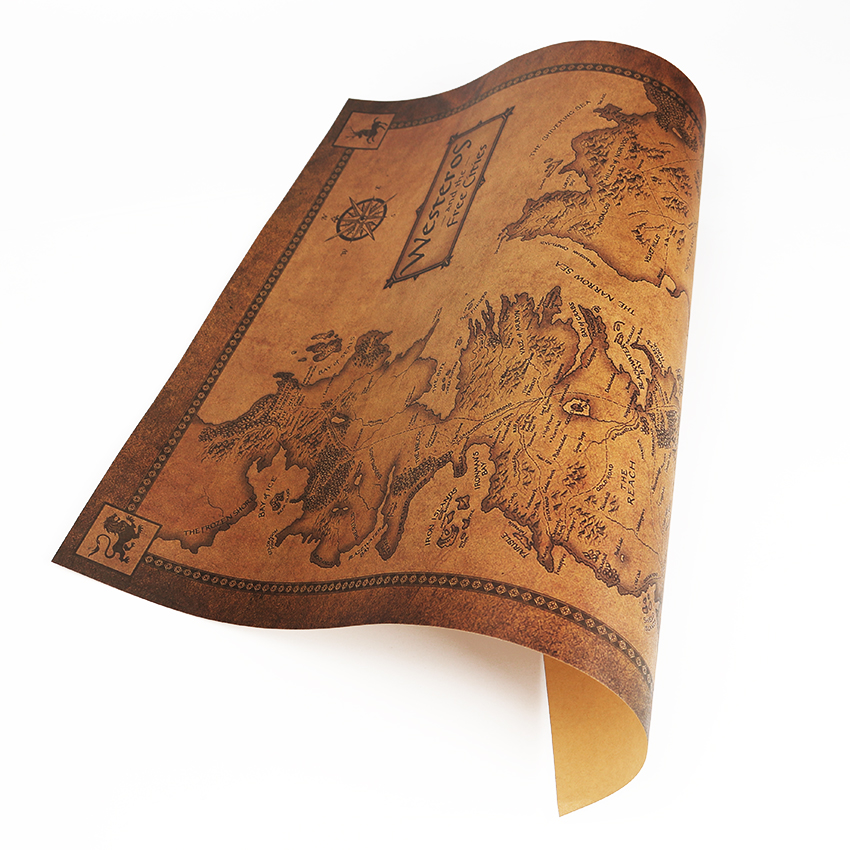 Wall Sticker Mural Game Thrones Westeros Map Vintage Kraft Paper Poster Living Room Decorative - 3