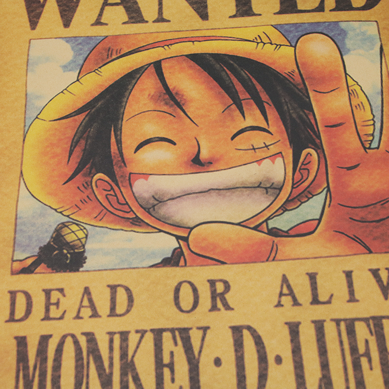 Dlkklb Home Wall Stickers Vintage Paper Anime Poster One Piece Posters Luffy Wanted Bar 51 X 35cm - 3
