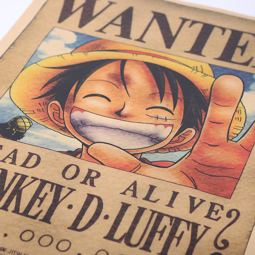 Tie Home Wall Stickers Vintage Paper Anime Poster One Piece Posters Luffy Wanted - 4