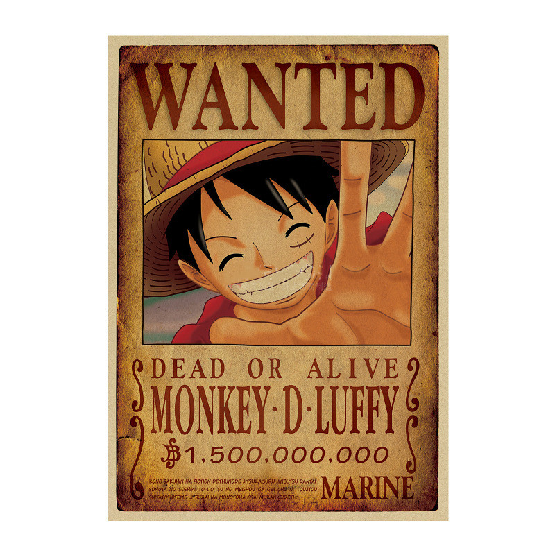 Home Wall Stickers Vintage Paper Anime Poster One Piece Posters Luffy Chopper Wanted - 2