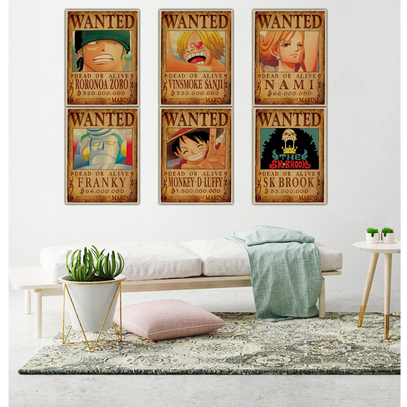One Piece Wall Stickers Vintage Paper Home Wanted Posters Anime Luffy Chopper 5035cm - 2