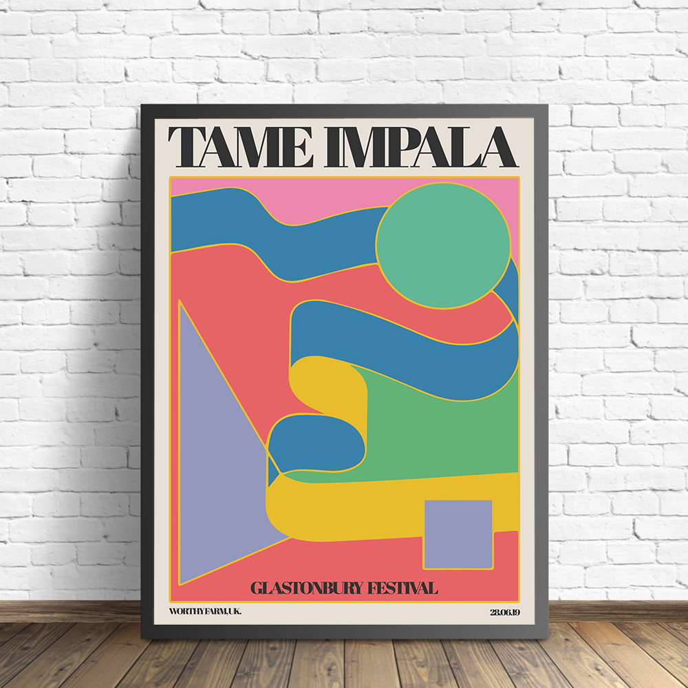Tame Impala At Glastonbury Gig Poster Vintage Colorful Canvas Painting Retro Wall Pictures For Living Room Home Decor No Frame - 2