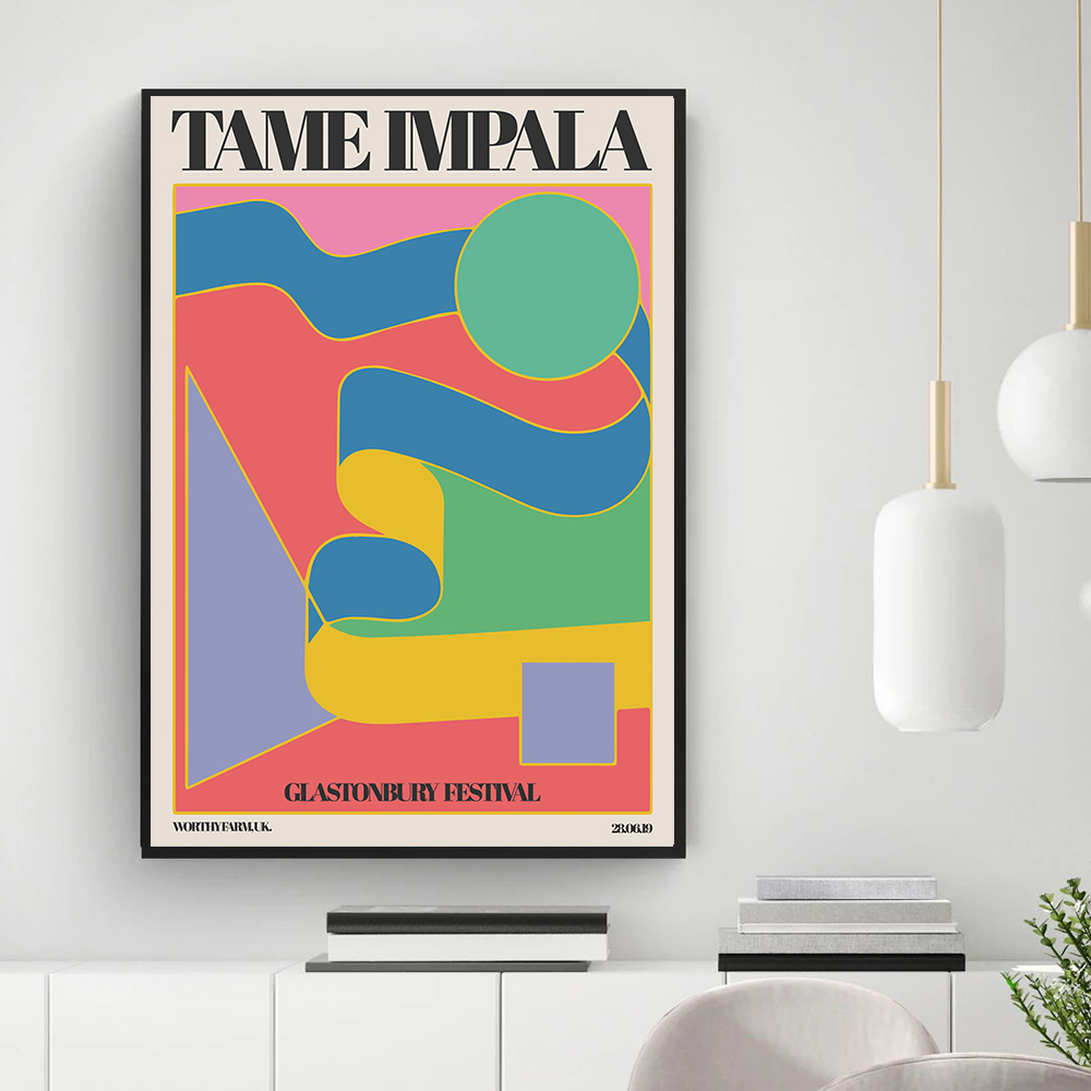 Tame Impala At Glastonbury Gig Poster Vintage Colorful Canvas Painting Retro Wall Pictures For Living Room Home Decor No Frame - 3
