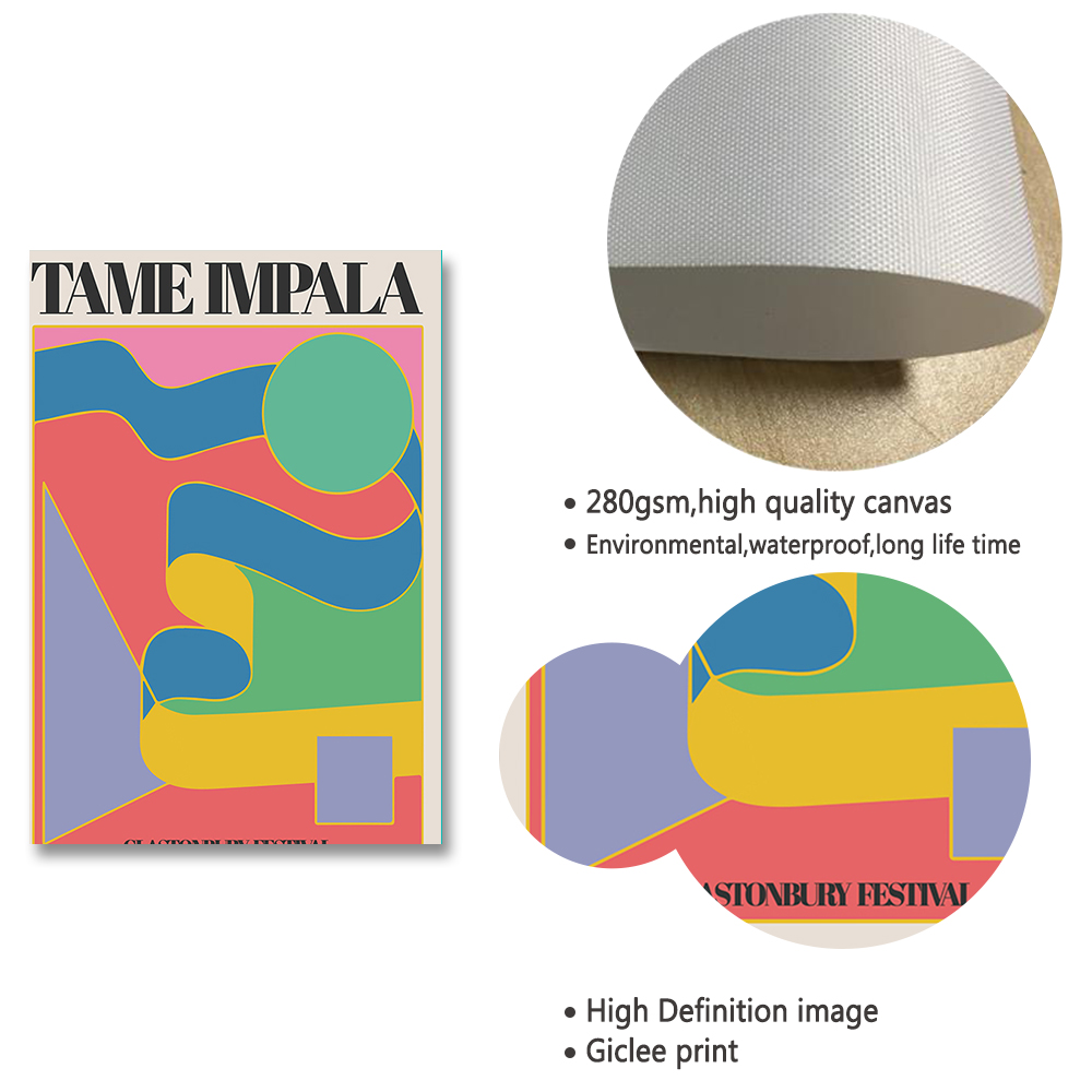 Tame Impala At Glastonbury Gig Poster Vintage Colorful Canvas Painting Retro Wall Pictures For Living Room Home Decor No Frame - 5