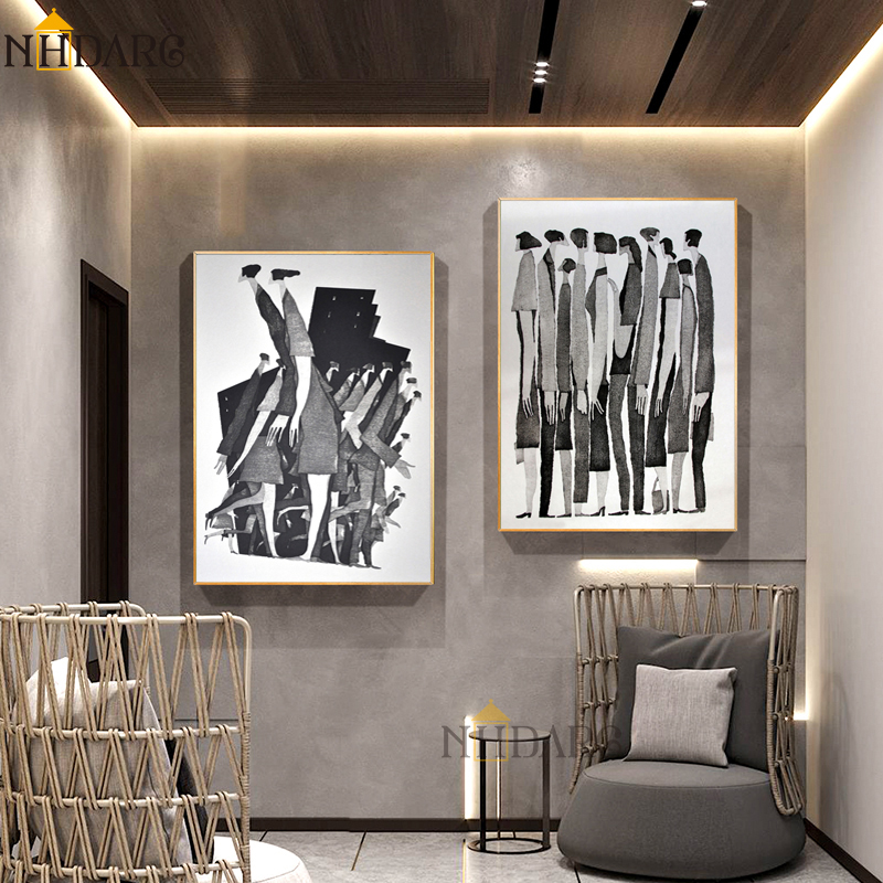 Contemporary Abstract Black White Character Canvas Art Print Wall Decor For Living Room Stylish Home Decoration Poster Painting - 9