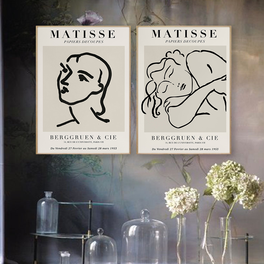 Henri Matisse Abstract Painting Minimalist Illustration Wall Art Canvas Prints Vintage Poster Beige Picture For Living Room - 2