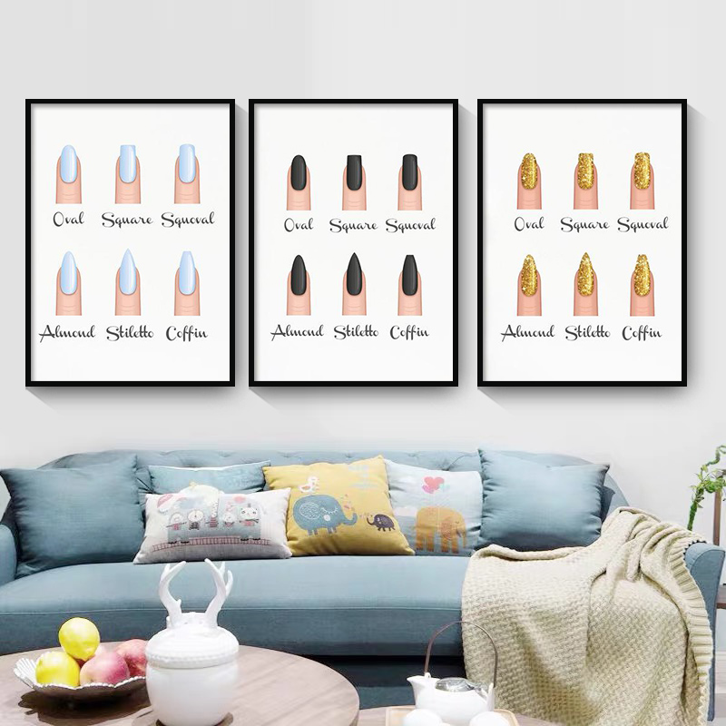 Nail Shapes Beauty Salon Wall Posters & Prints Decor Makeup Gifts Type Guide Art Canvas Painting Pictures For - 2