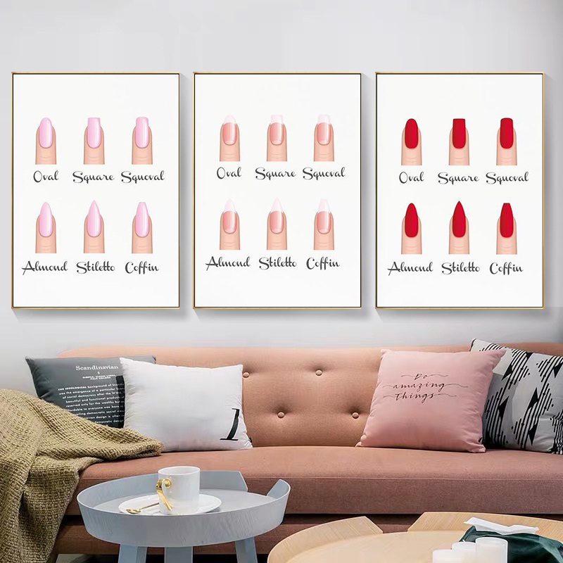 Nail Shapes Beauty Salon Wall Posters & Prints Decor Makeup Gifts Type Guide Art Canvas Painting Pictures For - 3