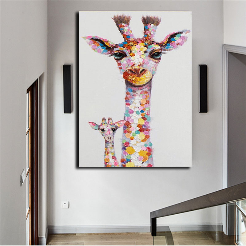Colorful Giraffe Animal Family Poster Painting Cuadros For Kid Wall Art Picture Living Room Home Decor Posters Oil - 5