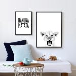 Baby Lion Poster Wildlife Animal Black White Canvas Painting Hakuna Matata Quotes Scandinavian Wall Art Pictures Home Decor - 2