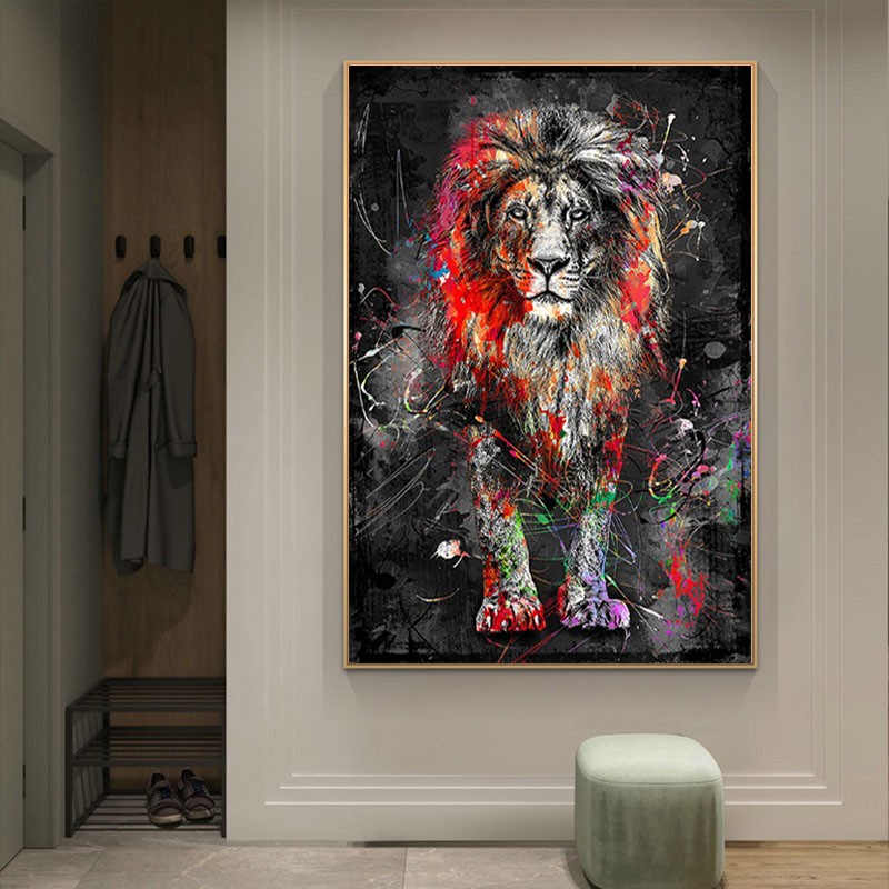 Colorful Lion Graffiti Canvas Painting Abstract Animal Wall Art Posters And Prints Cuadros Decorative Pictures For Home Design - 2
