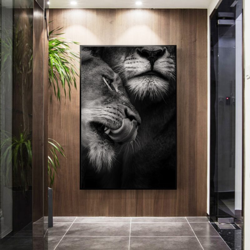 Lion Wall Art Canvas Print With Battery Control Framed Poster 24 × 36 In For Bedroom And Dorm Room From Paintings - Price 19.09 - Foto 5