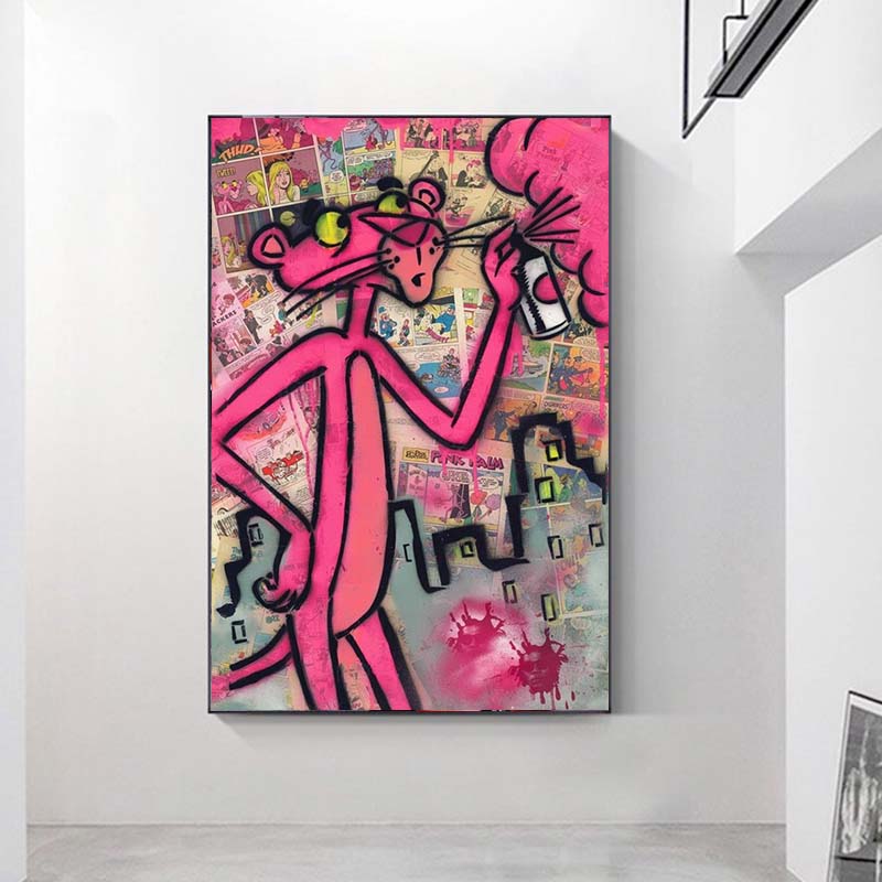 Pink Panther Graffiti Canvas Art Colourful Wall Decor Prints Street Style Poster For Living Room Home Interior Decoration - 2