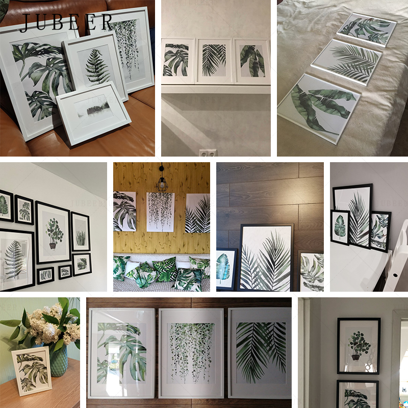 Modern Scandinavian Style Wall Art Poster Tropical Green Leaves Picture For Living Room Home Decor - 1