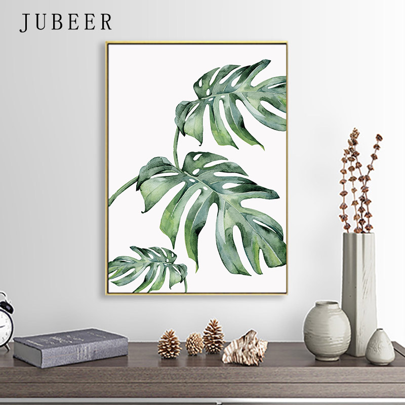 Modern Scandinavian Style Wall Art Poster Tropical Green Leaves Picture For Living Room Home Decor - 6