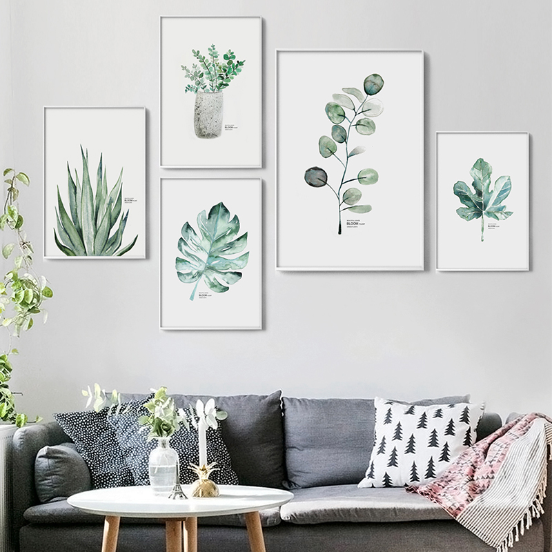 Living Room Decoration Minimalist Watercolor Vase Green Plant Art Poster Wall Print Canvas Painting Picture For Modern Home - 2