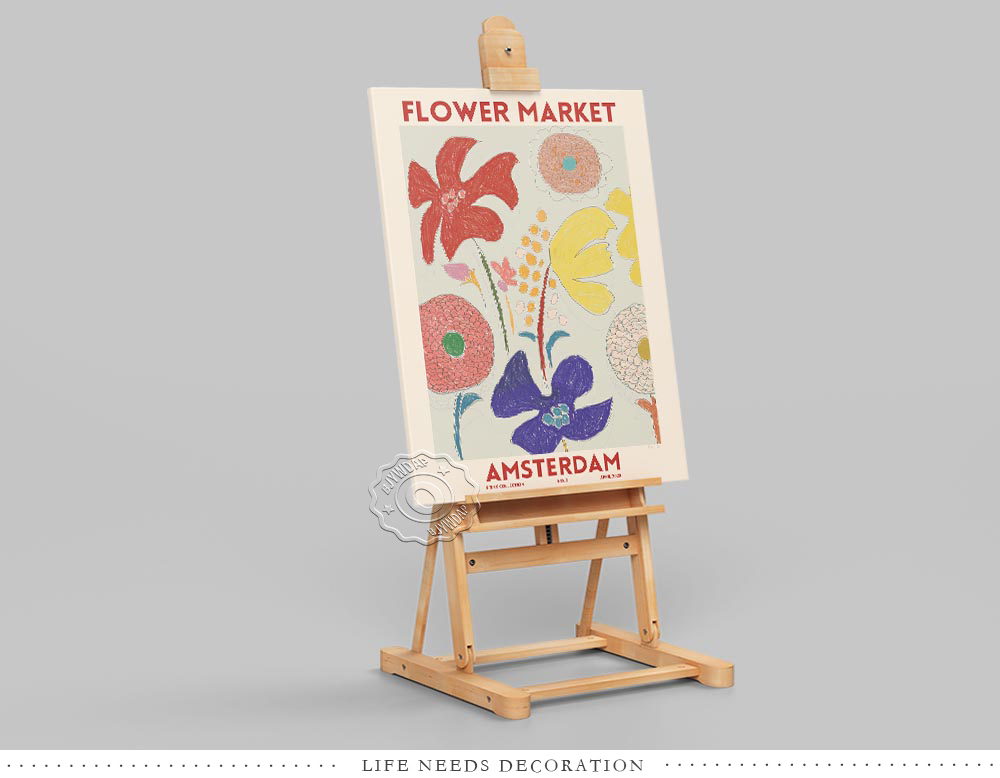 Vintage Amsterdam Flower Market Watercolor Oil Canvas Poster Botanical Floral Prints For Home Decor - 4 Vintage Amsterdam Flower Market Watercolor Oil Canvas Poster Botanical Floral Prints For Home Decor - 4