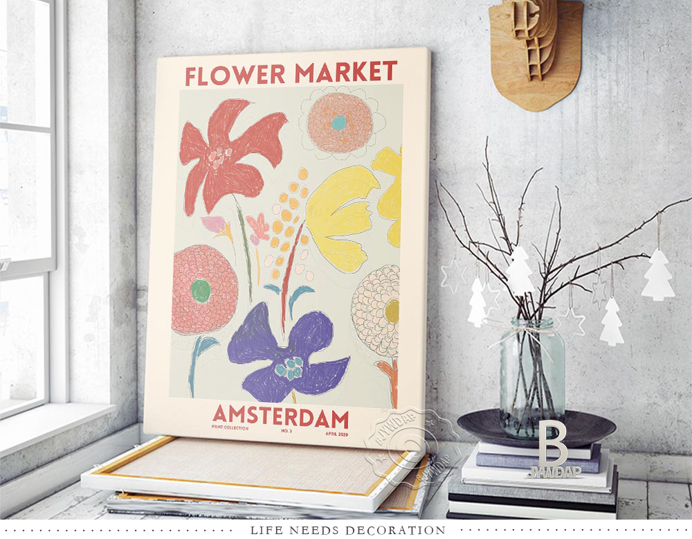 Vintage Amsterdam Flower Market Watercolor Oil Canvas Poster Botanical Floral Prints For Home Decor - 5 Vintage Amsterdam Flower Market Watercolor Oil Canvas Poster Botanical Floral Prints For Home Decor - 5