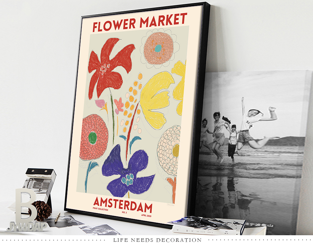 Vintage Amsterdam Flower Market Watercolor Oil Canvas Poster Botanical Floral Prints For Home Decor - 6