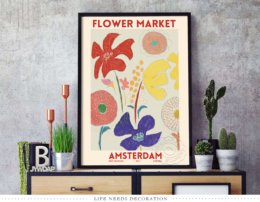 Vintage Amsterdam Flower Market Watercolor Oil Canvas Poster Botanical Floral Prints For Home Decor - 7 Vintage Amsterdam Flower Market Watercolor Oil Canvas Poster Botanical Floral Prints For Home Decor - 7