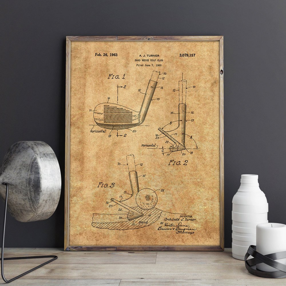 Canvas Painting Golf Sand Patent Wall Art Posters Home Decor Vintage Print Blueprint Gift Idea Sports Decoration - 3