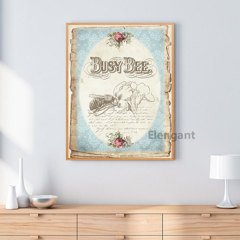 Bee Vintage Posters And Prints French Shabby Chic Wall Art Canvas Painting Retro Decoration Pictures Living Room Decor - 4