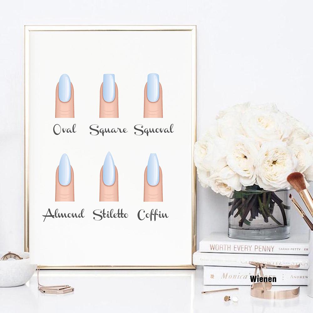 Fashion Nail Shapes Beauty Salon Canvas Posters And Prints Decor Makeup Gifts Type Guide Art Painting Picture - 2
