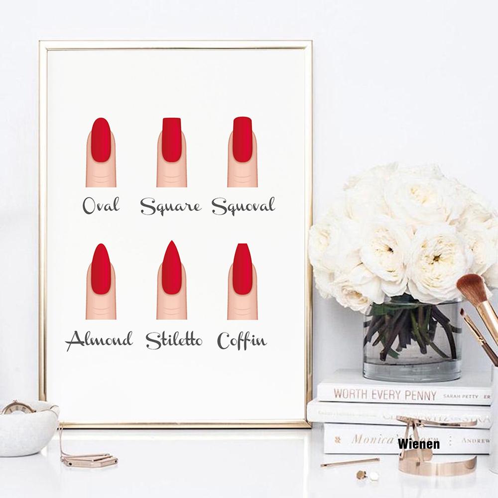 Fashion Nail Shapes Beauty Salon Canvas Posters And Prints Decor Makeup Gifts Type Guide Art Painting Picture - 3