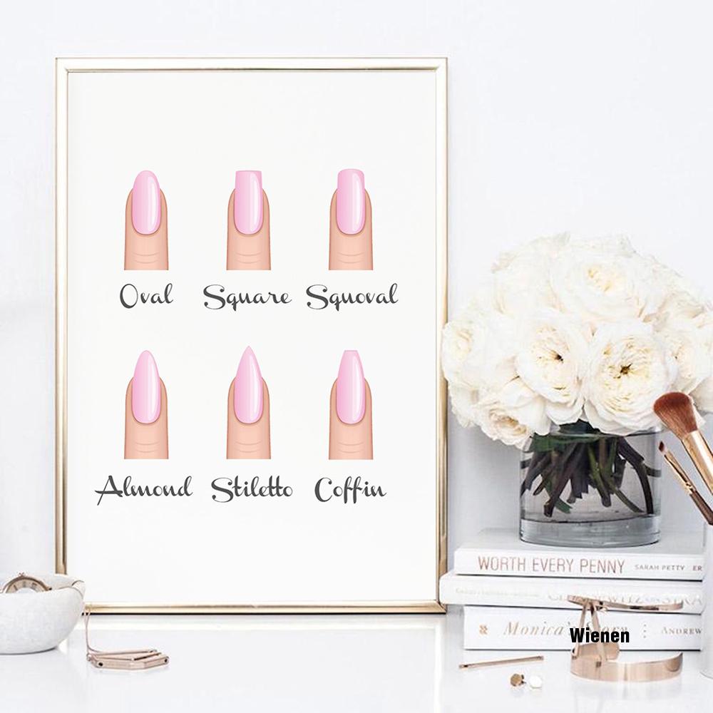 Fashion Nail Shapes Beauty Salon Canvas Posters And Prints Decor Makeup Gifts Type Guide Art Painting Picture - 4