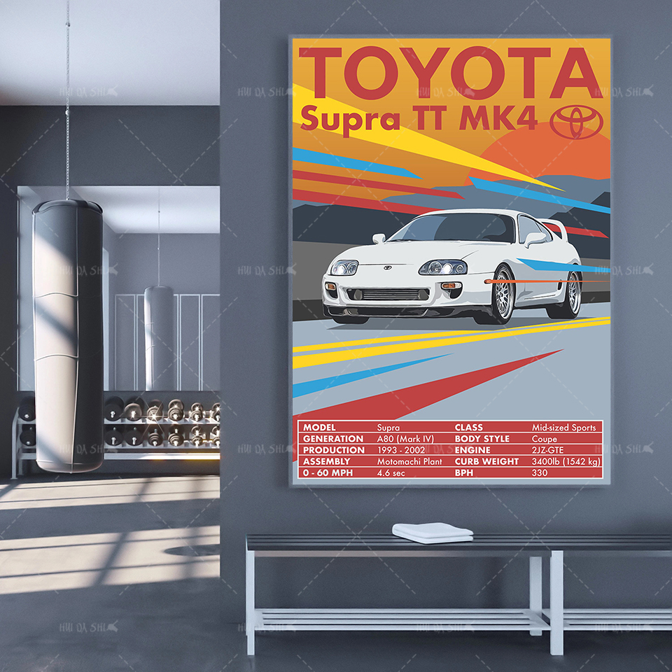 Modern Art Canvas Retro Vintage Classic Car Posters Supra Mk4 Decorative Prints Wall Painting For Bedroom Living Room Frames - 2