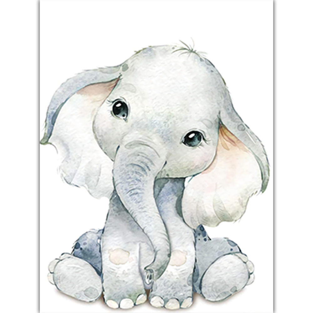 Watercolor Animal Poster A4 Elephant Tiger Cute Cartoon Kindergarten Children Room Decorative Painting Baby Decor - 3