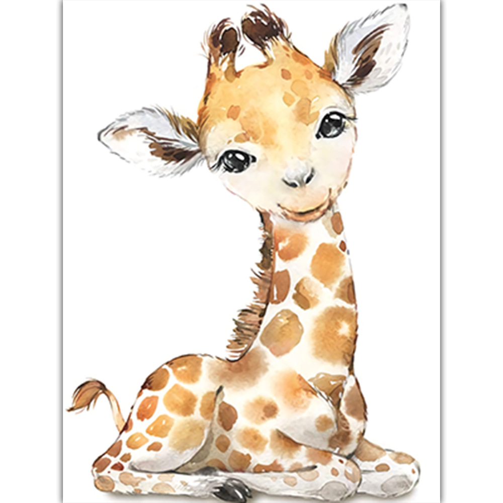 Watercolor Animal Poster A4 Elephant Tiger Cute Cartoon Kindergarten Children Room Decorative Painting Baby Decor - 6