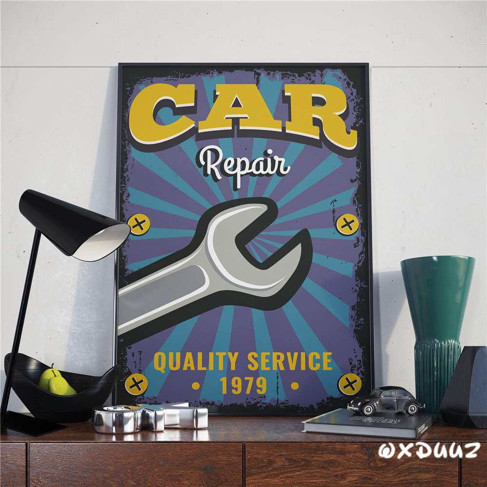 Retro Vintage Old Poster Car Station Industrial Painting Style Family Wall Art Decoration Canvas Material - 2