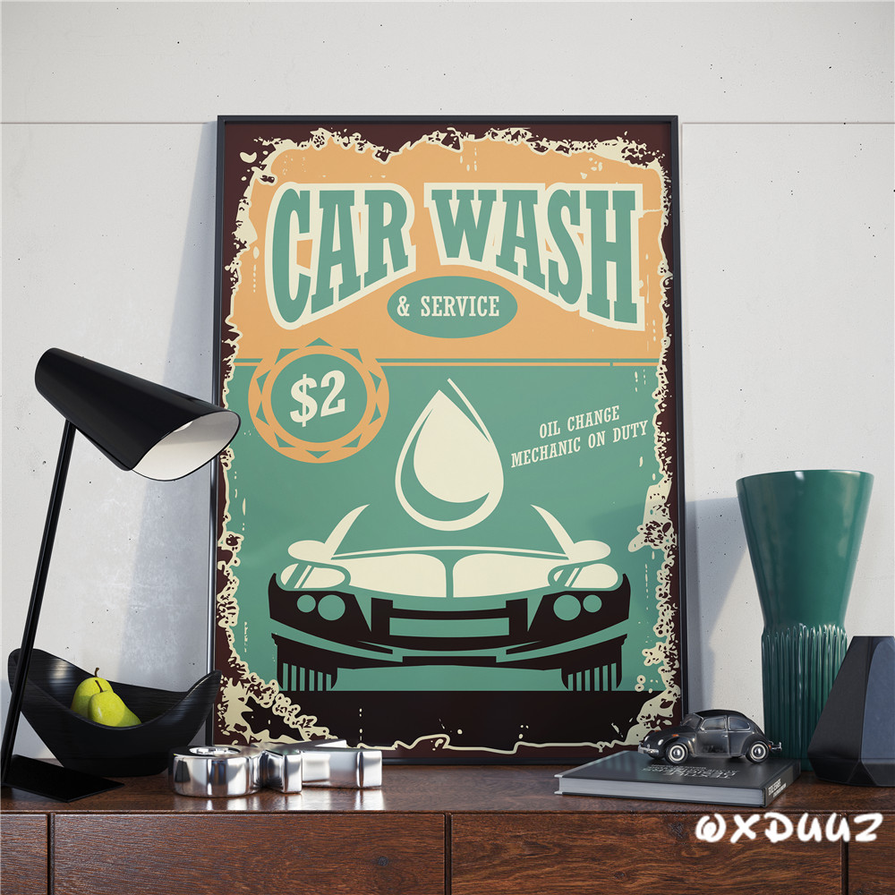 Retro Vintage Old Poster Car Station Industrial Painting Style Family Wall Art Decoration Canvas Material - 3