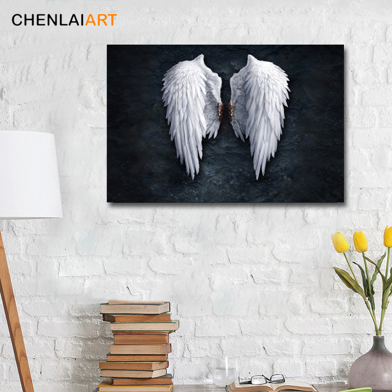 Anime Angel Wings Wall Art Canvas Print Modern Feather Imagery Living Room Poster Without Frame - 4