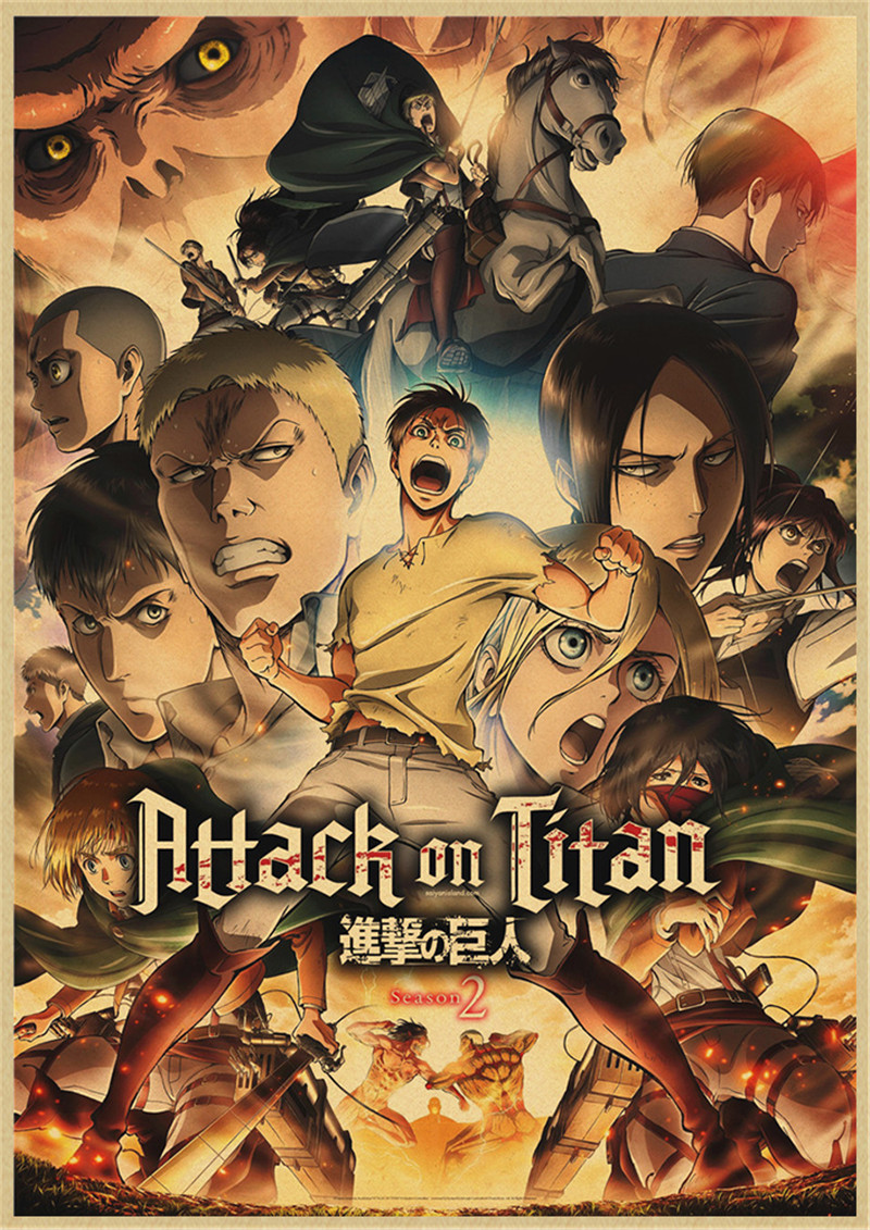Attack On Titan Kraft Poster Retro Vintage Wall Decor For Home Bar Cafe Sticker Decoration - 2