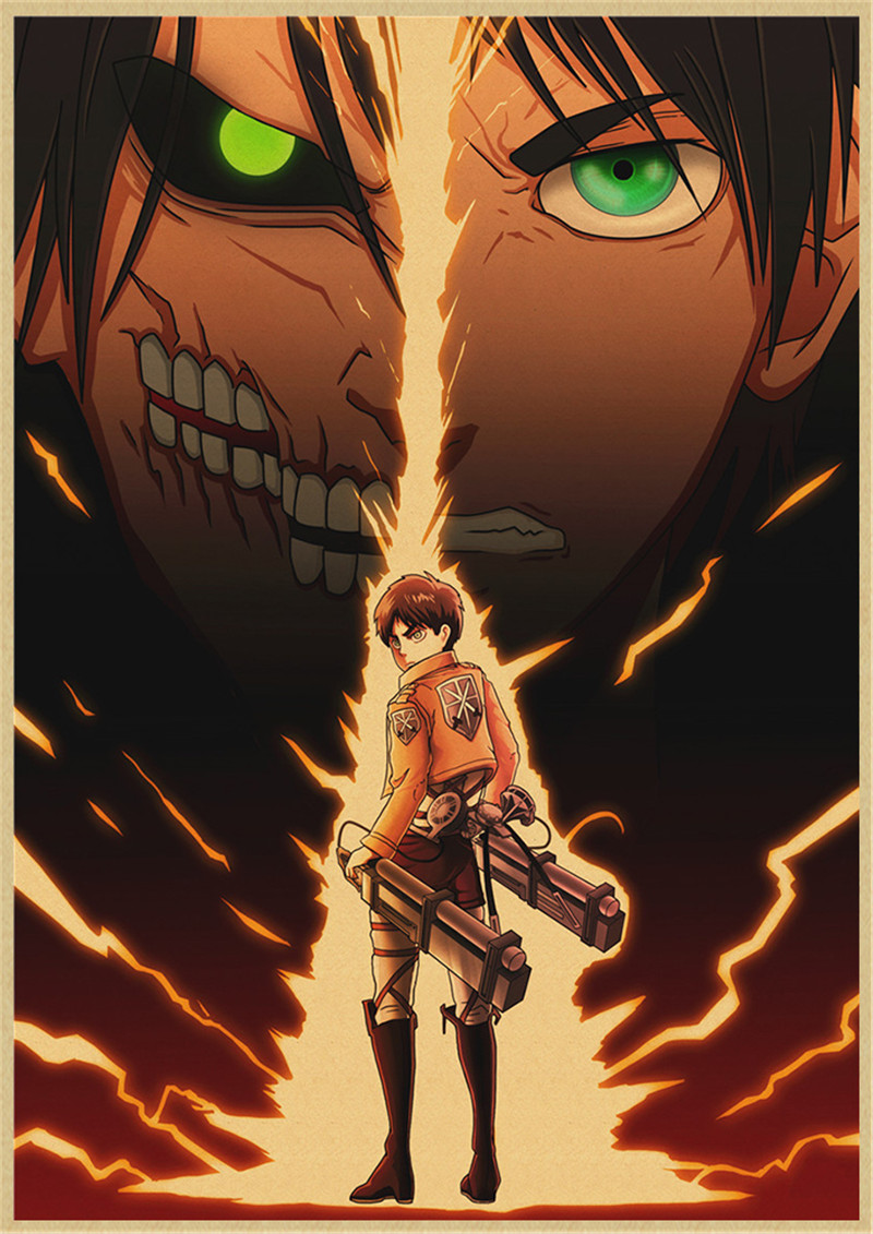 Attack On Titan Kraft Poster Retro Vintage Wall Decor For Home Bar Cafe Sticker Decoration - 3